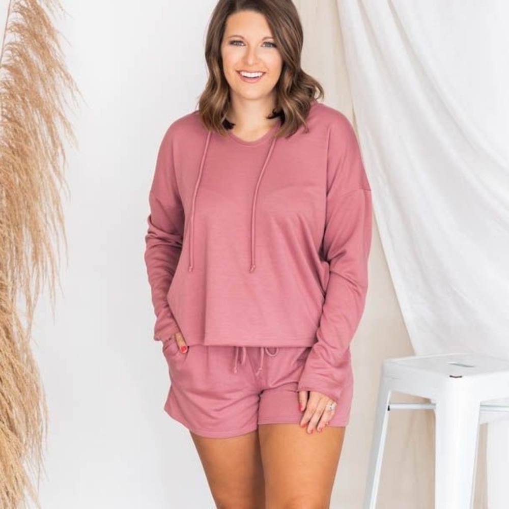 Pink Lily Perfect Pair Mauve French Terry Shorts
